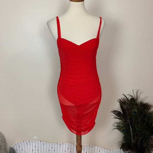 superdown Darlene Mesh Mini Dress (Red, Medium) - Picture 6 of 9